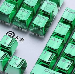 Metallic Green Electroplated Keycaps Close Right