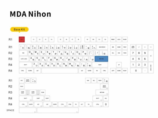 MDA Profile Nihon PBT Dyesub Keycaps Layout