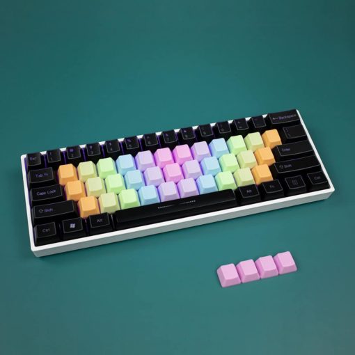 OEM Profile PBT Alpha Keycaps – Rainbow Wave Blank LIGHT