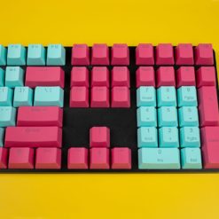 OEM Profile Cyan and Burgundy PBT keycaps 108 keycaps right