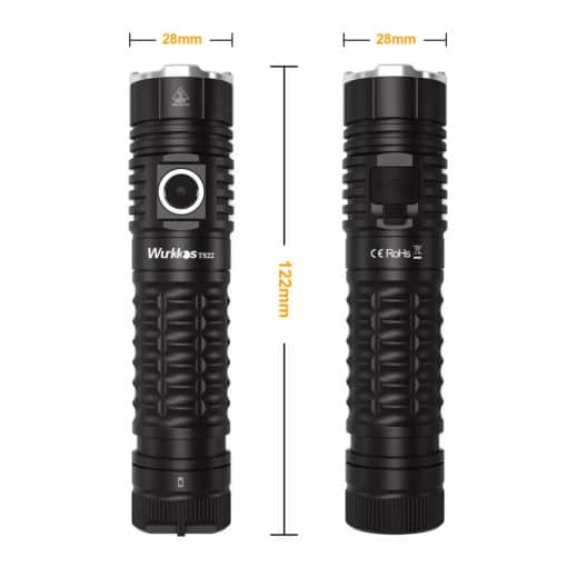 Wurkkos TS22 USC-C Flashlight Dimensions