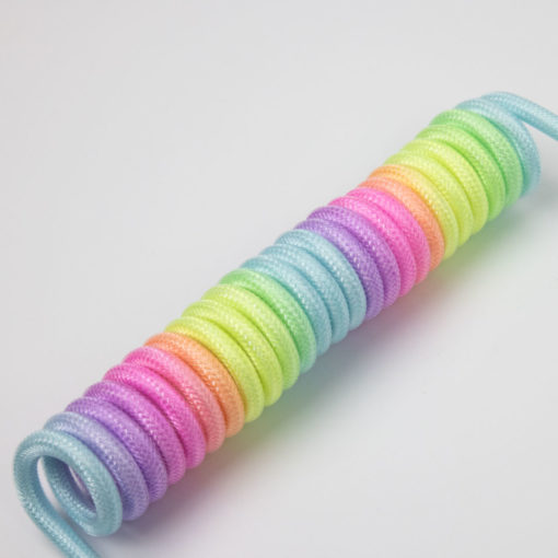 Rainbow Coiled USB C cable with Aviator Connector Coil