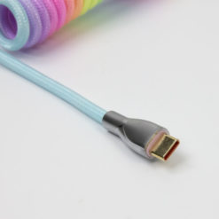 Rainbow Coiled USB C cable with Aviator Connectors Head